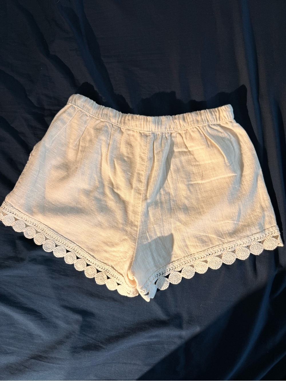 aerie Cream Crochet-Trim High-Waist Lounge Shorts - Picture 3 of 3